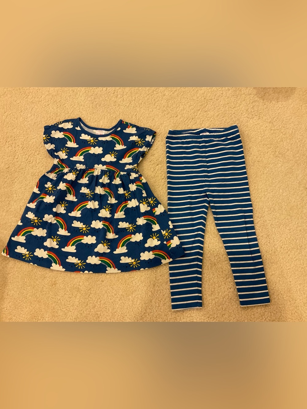 Hanna Andersson Blue Rainbow & Cloud Cotton Dress set